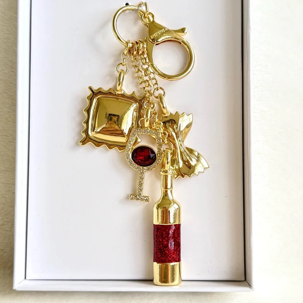 BaubleBar “Dinner in Milan” Pasta & Red Wine Key Chain / Bag Charm